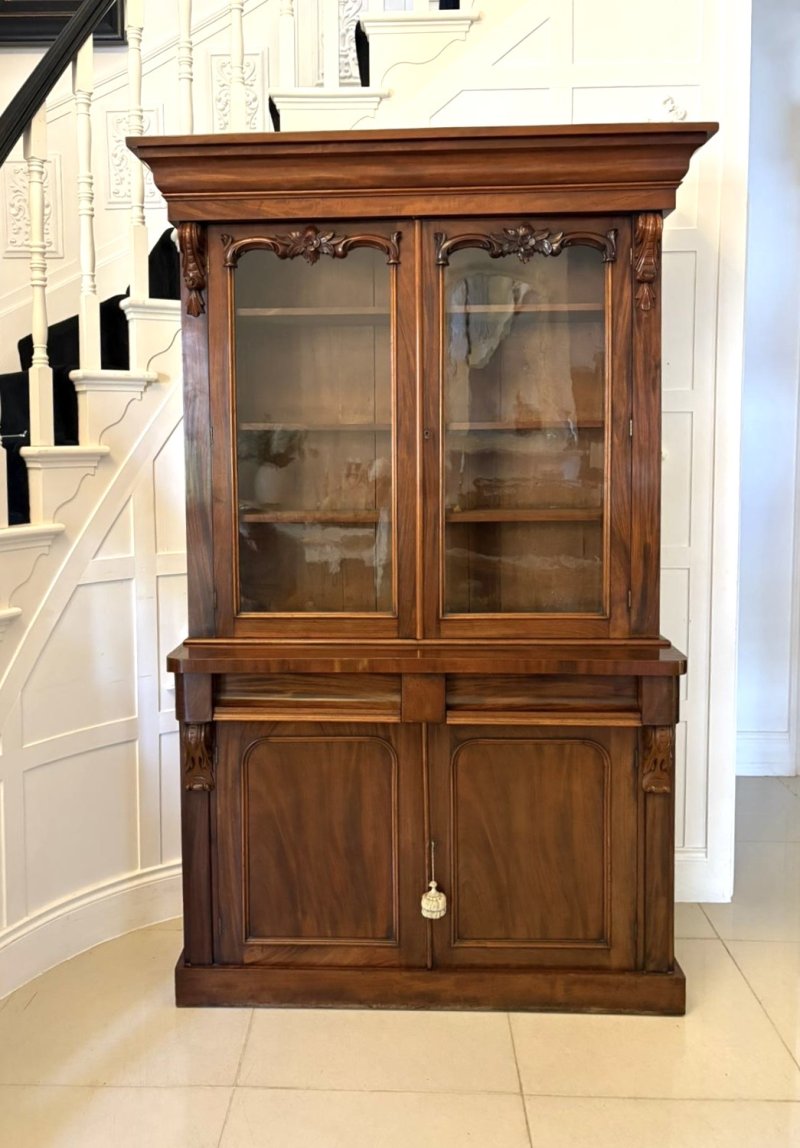 Superb Quality Antique Victorian Figured Mahogany Bookcase - Image 11